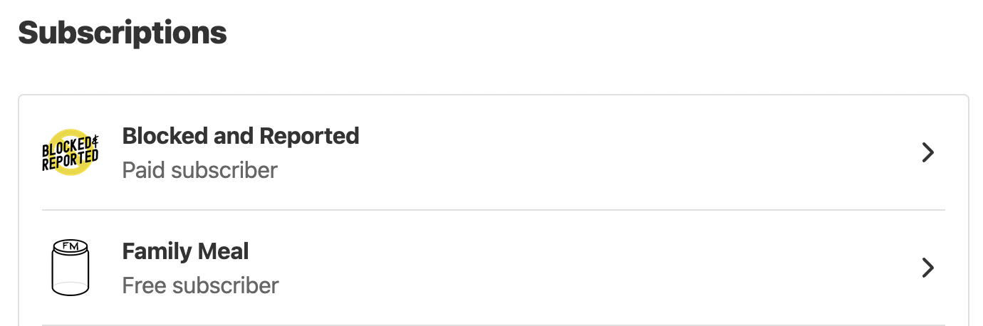 Subscriptions Screenshot